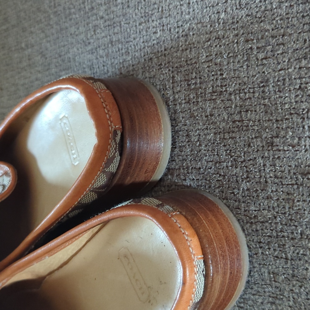 Coach Signature Pattern Slip-On Loafers in Brown and Tan - Picture 2 of 3